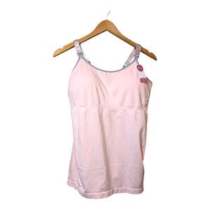CACIQUE Light Pink Stretch Nursing Cami Tank Padded Chest Maternity 26/28 NWT
